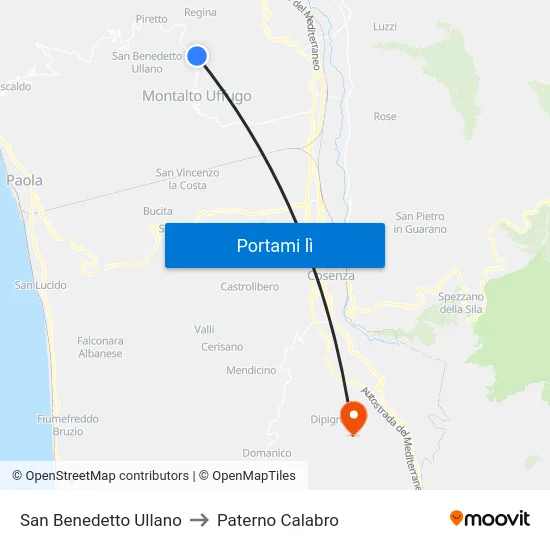 San Benedetto Ullano to Paterno Calabro map