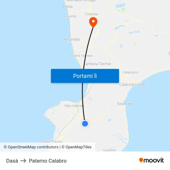 Dasà to Paterno Calabro map