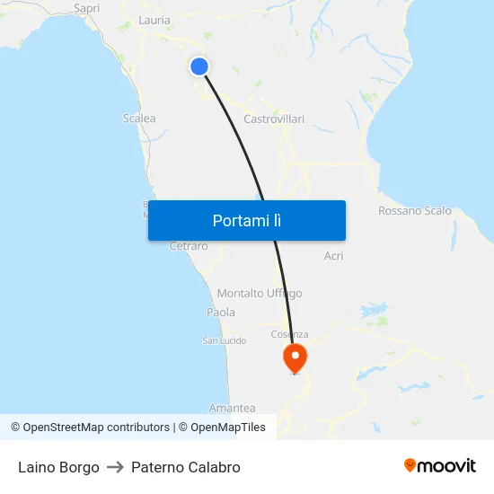Laino Borgo to Paterno Calabro map