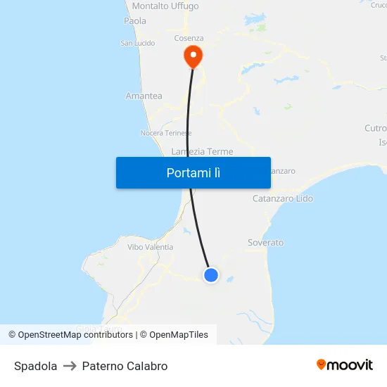 Spadola to Paterno Calabro map