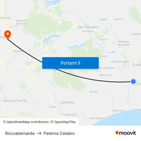 Roccabernarda to Paterno Calabro map