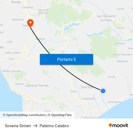 Soveria Simeri to Paterno Calabro map