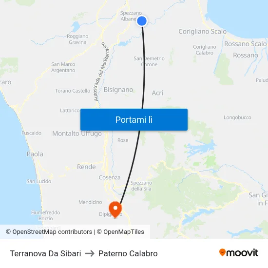 Terranova Da Sibari to Paterno Calabro map