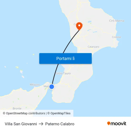 Villa San Giovanni to Paterno Calabro map