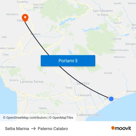 Sellia Marina to Paterno Calabro map