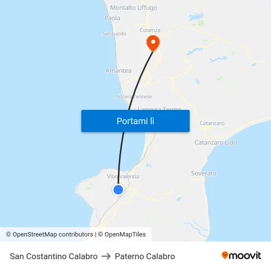 San Costantino Calabro to Paterno Calabro map