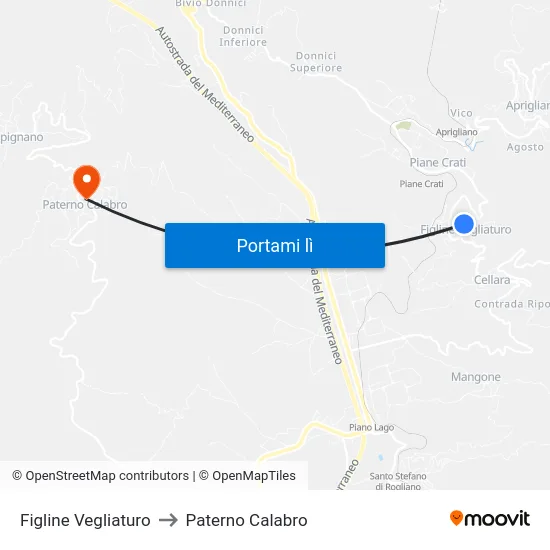 Figline Vegliaturo to Paterno Calabro map