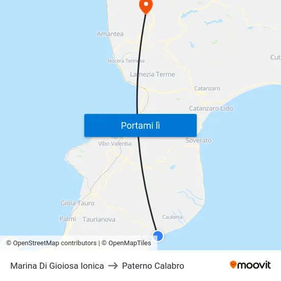 Marina Di Gioiosa Ionica to Paterno Calabro map