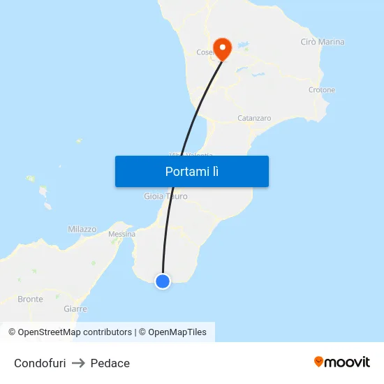 Condofuri to Pedace map