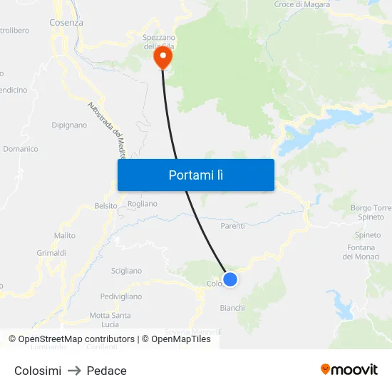 Colosimi to Pedace map