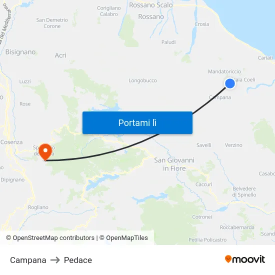 Campana to Pedace map