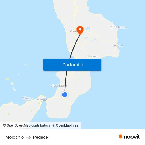 Molochio to Pedace map