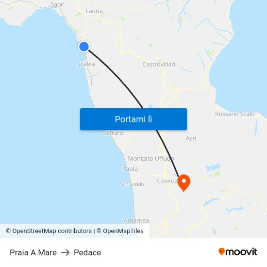 Praia A Mare to Pedace map