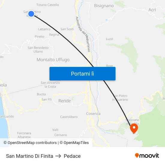 San Martino Di Finita to Pedace map