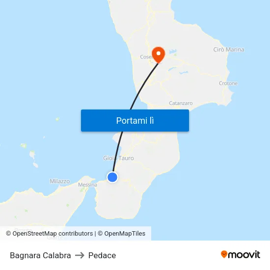 Bagnara Calabra to Pedace map