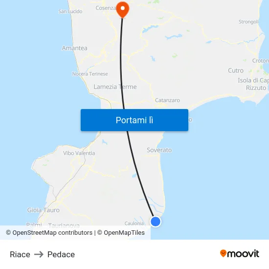 Riace to Pedace map