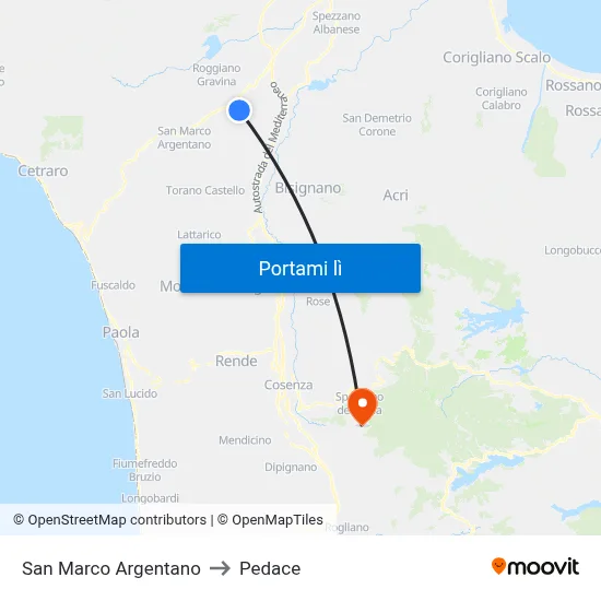 San Marco Argentano to Pedace map