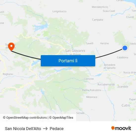 San Nicola Dell'Alto to Pedace map