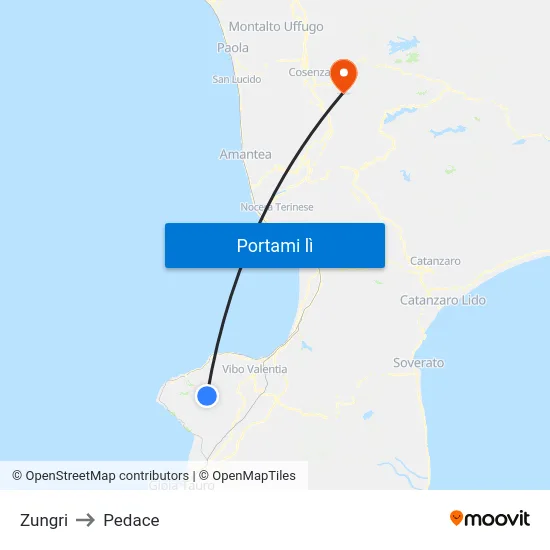 Zungri to Pedace map