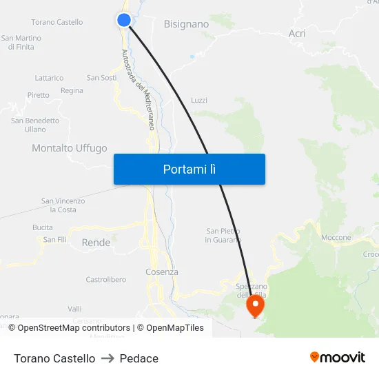 Torano Castello to Pedace map