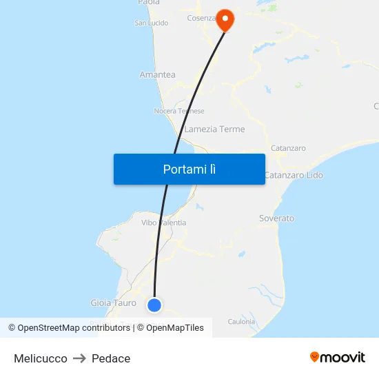 Melicucco to Pedace map
