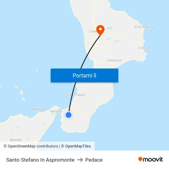 Santo Stefano In Aspromonte to Pedace map