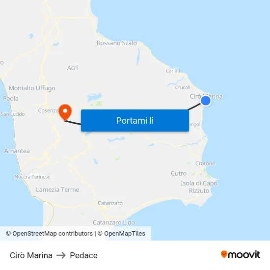 Cirò Marina to Pedace map