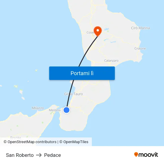 San Roberto to Pedace map