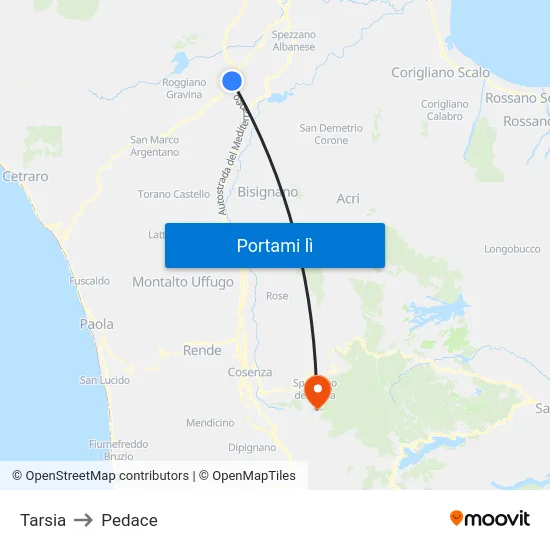 Tarsia to Pedace map