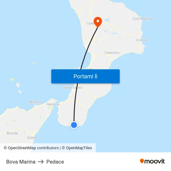 Bova Marina to Pedace map