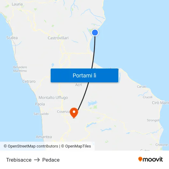 Trebisacce to Pedace map