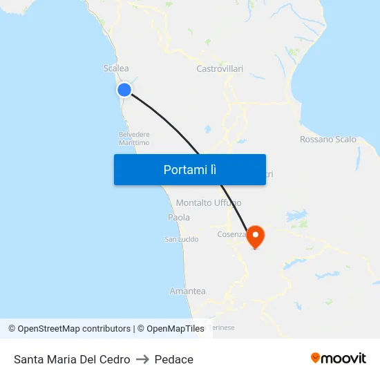Santa Maria Del Cedro to Pedace map