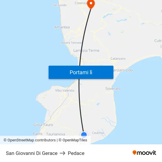 San Giovanni Di Gerace to Pedace map