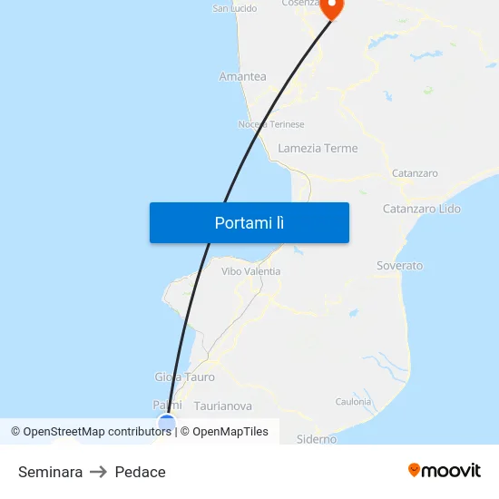 Seminara to Pedace map