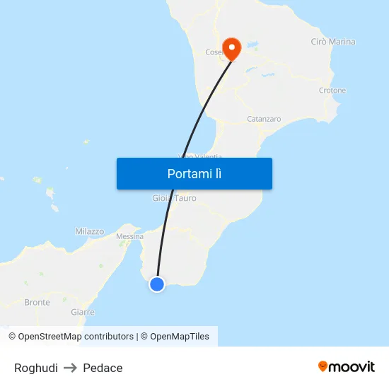 Roghudi to Pedace map