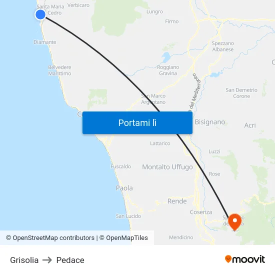 Grisolia to Pedace map