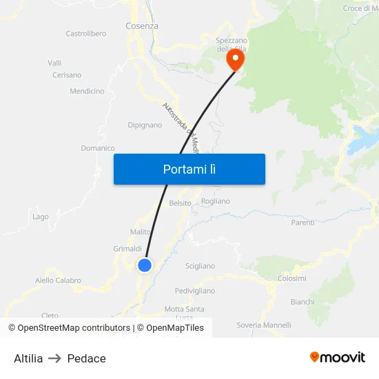 Altilia to Pedace map