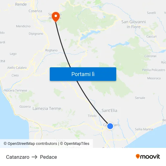 Catanzaro to Pedace map