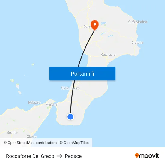 Roccaforte Del Greco to Pedace map
