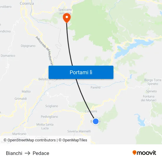 Bianchi to Pedace map
