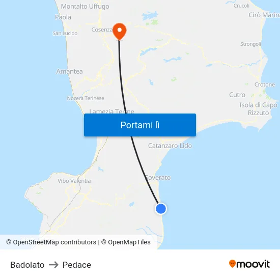 Badolato to Pedace map