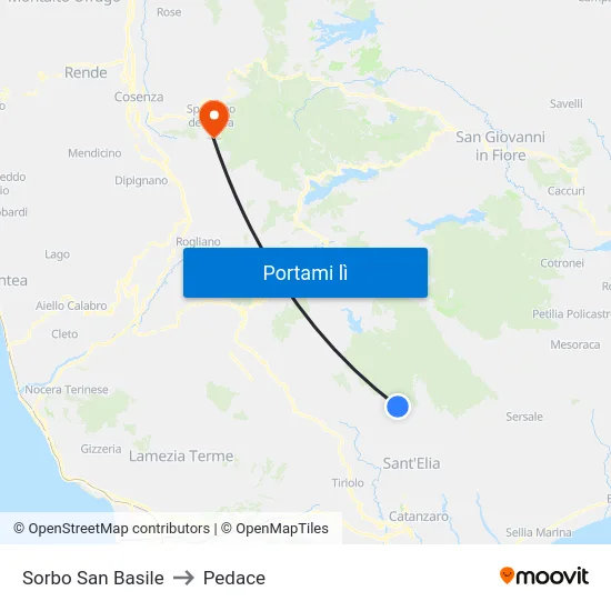 Sorbo San Basile to Pedace map