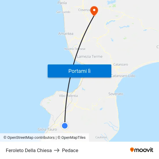 Feroleto Della Chiesa to Pedace map