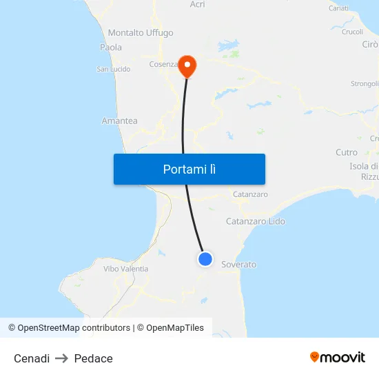 Cenadi to Pedace map