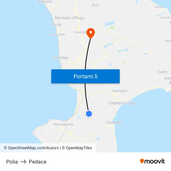 Polia to Pedace map