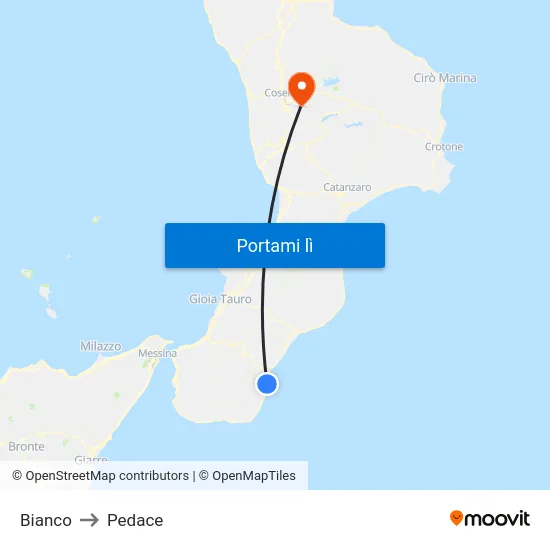 Bianco to Pedace map