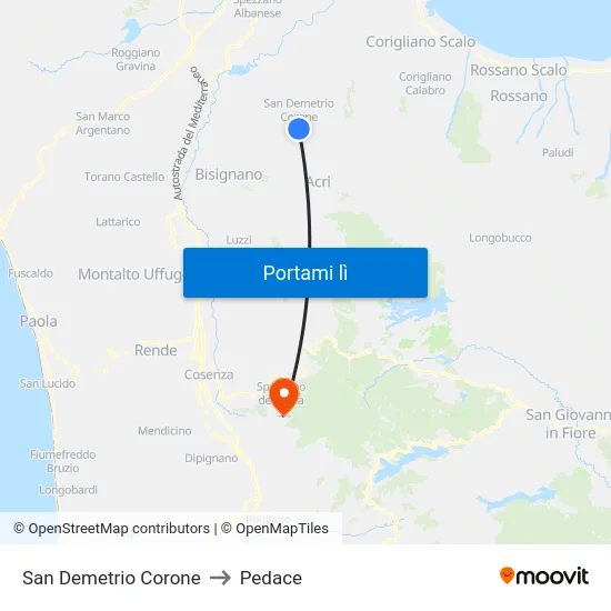 San Demetrio Corone to Pedace map