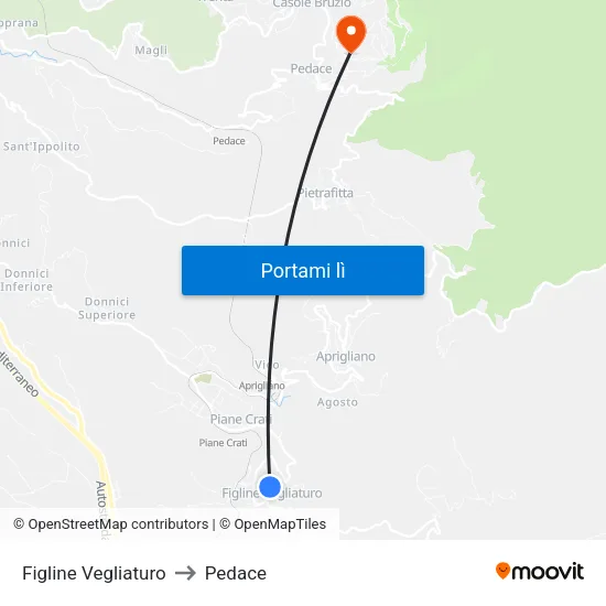 Figline Vegliaturo to Pedace map