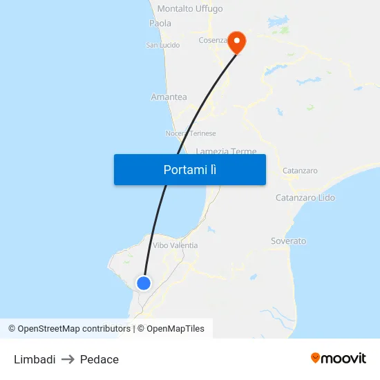 Limbadi to Pedace map