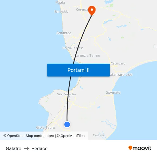 Galatro to Pedace map